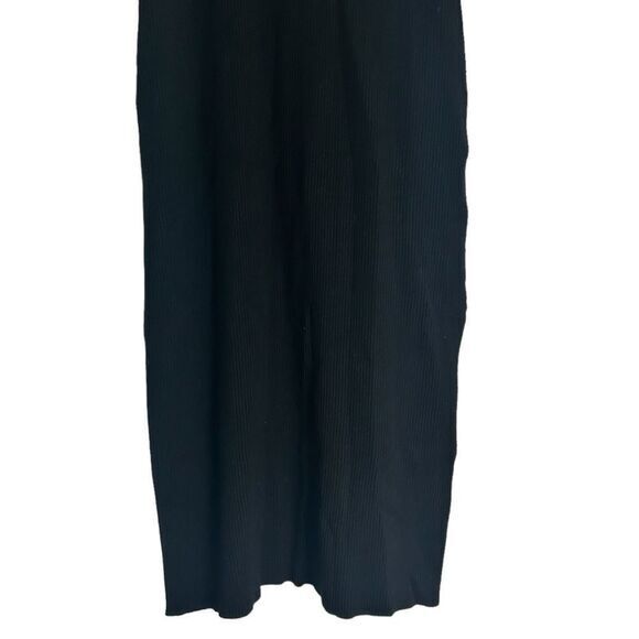 By Anthropologie Black Ribbed Knit Mock Neck Side Slit Dress Womens XSmall - Picture 4 of 9